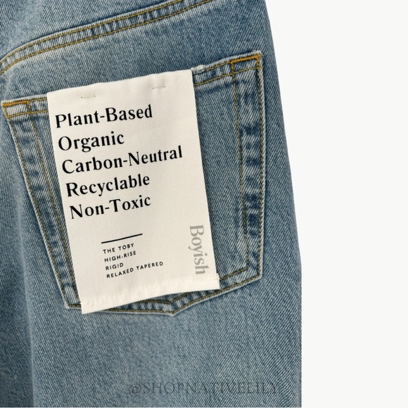 NWT BOYISH Toby High Rise Relaxed Fit Distressed Jeans | Sz 27 | Medium Indigo - Picture 7 of 14